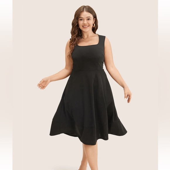 BloomChic Plus Size XL Solid Pocket Sleeveless Ruffle Hem Tank Dress us14-16 - Picture 4 of 9